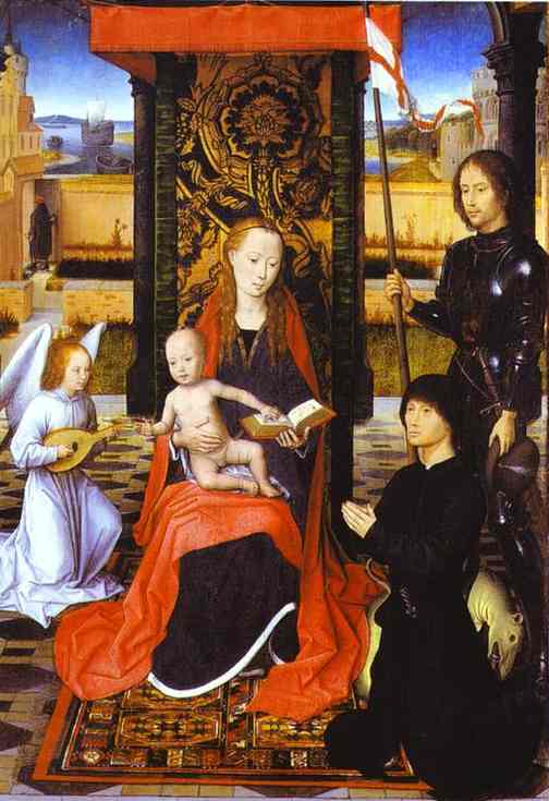 Hans Memling. The Virgin and Child with an Angel, St. George and a Donor.